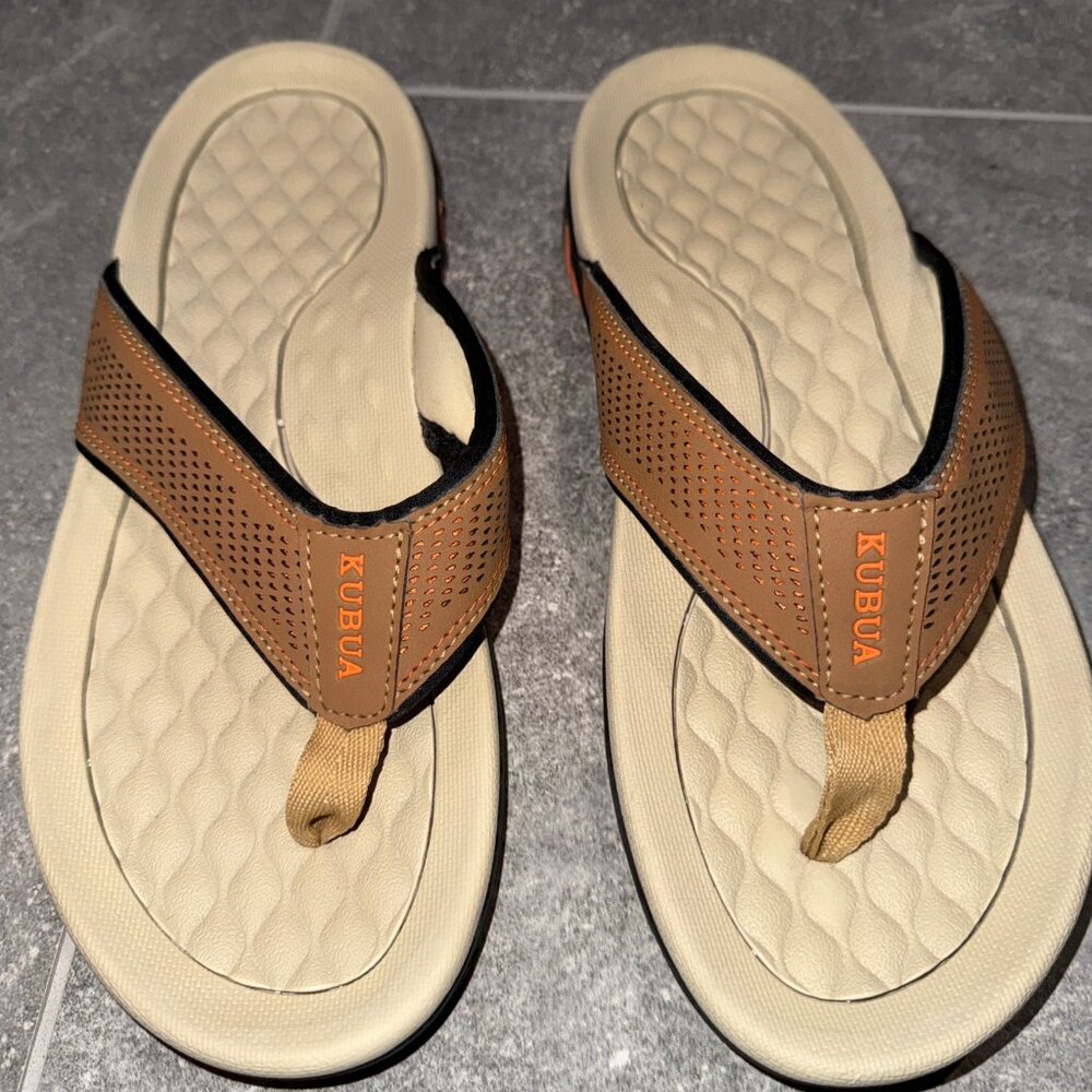 KUBUA Men's Beach Flip-Flops Water Sandals Outdoor Athletic Thong Sandal Slipper